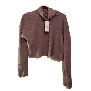 NWT Wild Fable Women's Long Sleeve Turtleneck Cropped Shirt waffle material Med